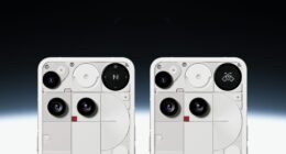 Two smartphones with unique camera designs.