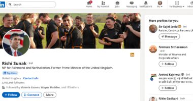 Rishi Sunak's LinkedIn profile.