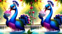 peacocks eating ice cream