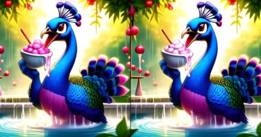 peacocks eating ice cream