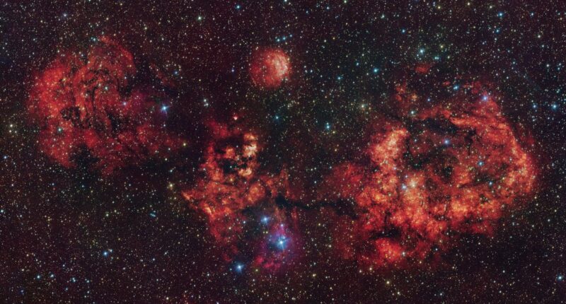 RCW 94/95 nebulae in visible and infrared light
