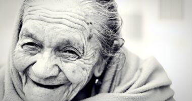 Happy old woman.