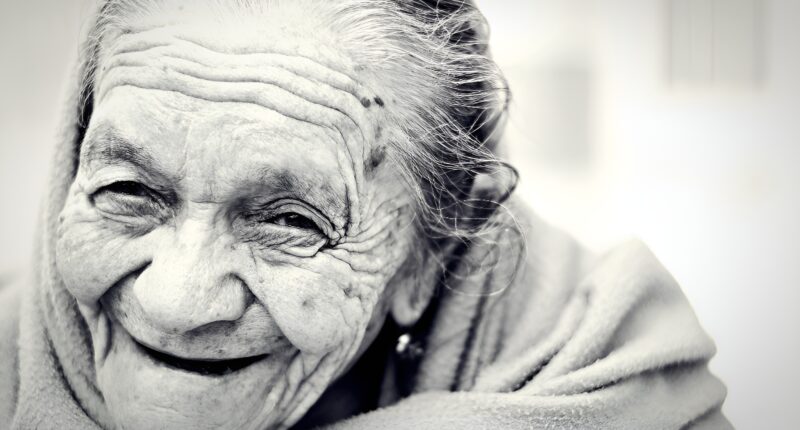Happy old woman.