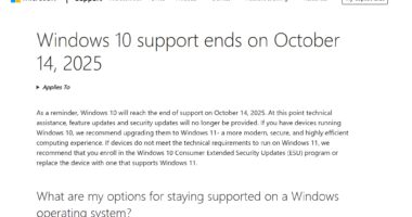 Windows 10 end of life