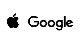 Apple and Google logos.