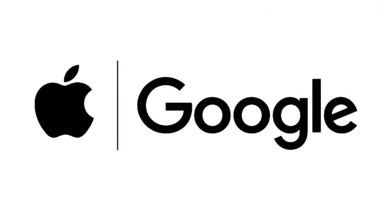 Apple and Google logos.