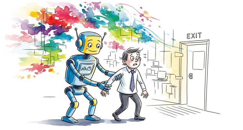 AI shows human the door.