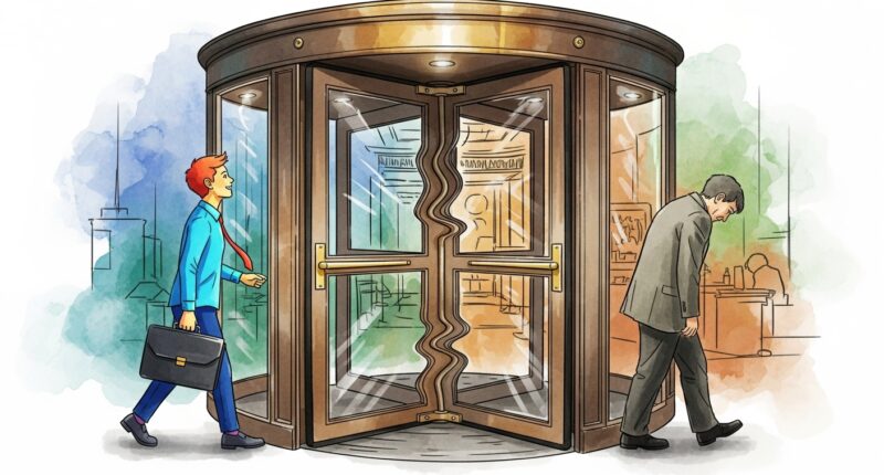 Revolving door at work.