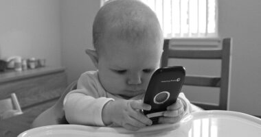 Baby on a phone.