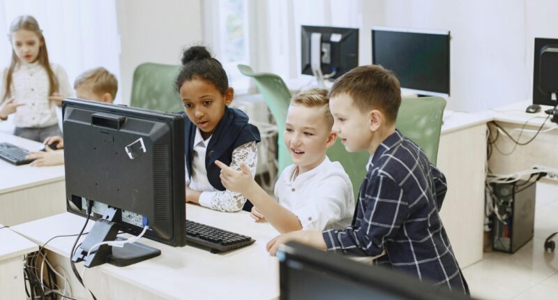 Kids in a classroom.