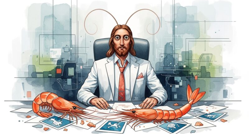 Shrimp Jesus at work.