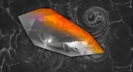 Quartz crystal subjected to a temperature gradient.