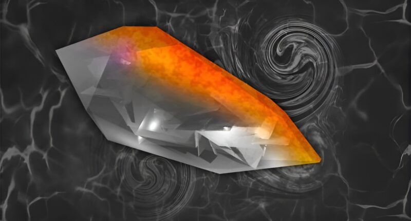 Quartz crystal subjected to a temperature gradient.