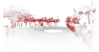 A robot “sees” its surroundings.